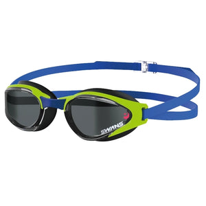 SWANS polarised swim goggles with blue and green frame